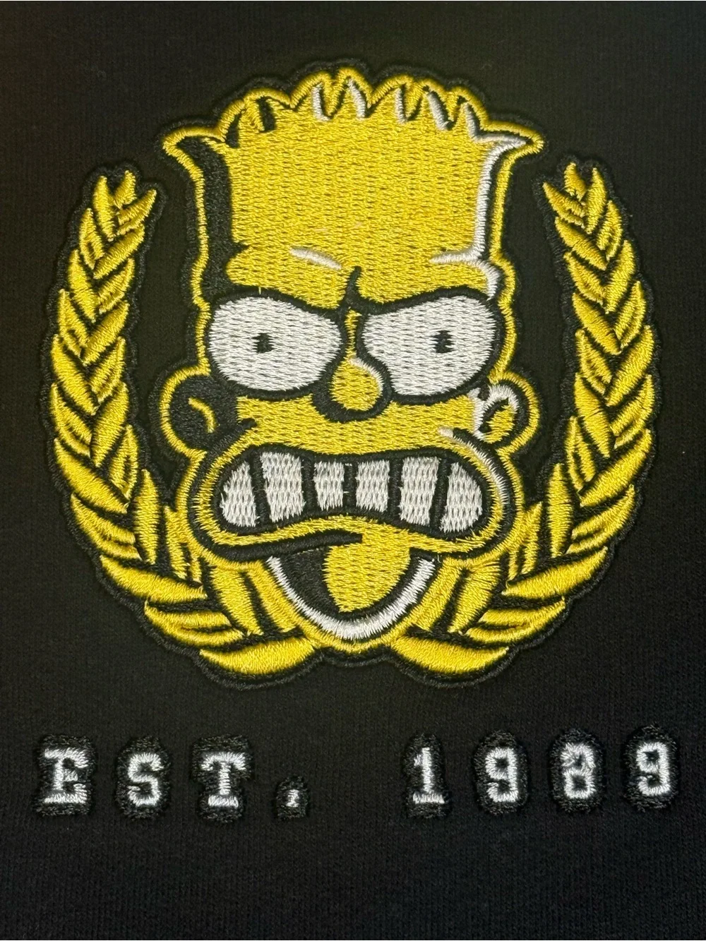 The Simpsons El Barto Varsity Bomber Jacket Kids 6/7 Black Yellow NWOT